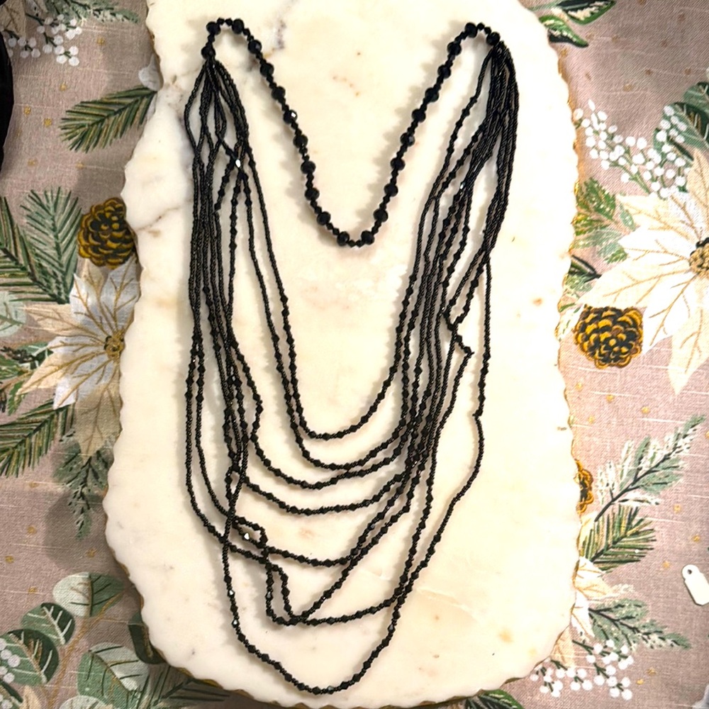 Elegant Black Beaded Necklace